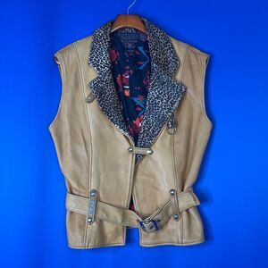 Vintage Womens Ondie Towne Handmade Leather Motorcycle Vest  Size Large Rare